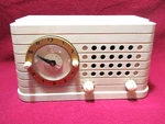 Rare Ivory Bakelite 1946 Premier Telechron Model 8H59 Musalarm Radio-clock. Fixed Price $85.00.