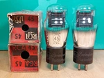 Pair Of Rca Cunningham #45 Engraved Base Vacuum Tubes. Fixed Price $300.00.