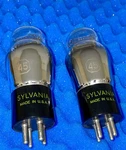 Two Sylvania Type 45 Vacuum Tubes Amplitrex Tested/ Matched Dates Green Leaf. Fixed Price $299.00.