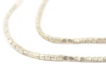 Silver Ethiopian Rectangular Tube Beads 3MM African White Metal 28 Inch Strand. Fixed Price $8.00.