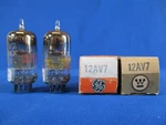 12AV7 Vacuum Tubes Close Matched Pair Horseshoe Getter TV-7 Tested Nos Nib. Fixed Price $18.50.