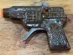 Vintage Giant Automatic Cap Gun Toy Pistol Tin Metal Works Rusty 3.5" Usa. Fixed Price $22.00.