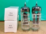 Pair Of Rca 12BH7 Black Halfwing Plate 1950S Vacuum Tubes. Fixed Price $250.00.