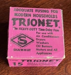 Vintage Antique Trionet 15 Amp. Time Delay Household Fuses - 2. Fixed Price $12.95.