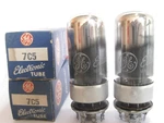 Pair 1950 Sylvania/ge 7C5 Radio Tubes - Hickok TV7B Tested 60, 62, MIN:38. Fixed Price $19.95.