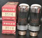 Date Matched Pair Philco 35Y4 Rectifier Loctal Vacuum Tubes Tested Nos On TV7. Fixed Price $19.95.
