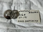 Western Electric VT-191 316A Triode Vacuum Tube Nos Tested Good Ufo Doorknob. Fixed Price $35.99.