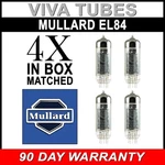 Brand New Plate Current Matched Quad (4) Mullard Reissue EL84 / 6BQ5 Tubes. Fixed Price $140.03.