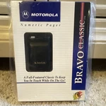 Motorola Bravo Classic Numeric Pager Silent Vibration Black With Box. Fixed Price $149.00.