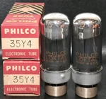 Date Matched Pair Philco 35Y4 Rectifier Loctal Vacuum Tubes Tested Nos On TV7. Fixed Price $19.95.