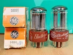 Pair Of Rca (ge Lbl) 5691 Nos Gray Plate Vacuum Tubes - 6% Matched. Fixed Price $200.00.