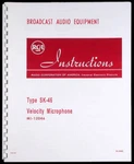 Rca SK-46 Ribbon Velocity Microphone Mike User Manual Instruction. Fixed Price $36.50.
