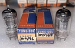Pair Tungsol 12AU7 Vacuum Tubes Long Grey Plate O-getter TV7 Tested Nos. Fixed Price $35.00.