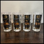 Set Of 4 Vintage Sylvania Mid Century Modern Gilded Vacuum Tube Highball Glasses. Fixed Price $65.00.