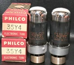 Date Matched Pair Philco 35Y4 Rectifier Loctal Vacuum Tubes Tested Nos On TV7. Fixed Price $19.95.