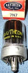 Nos Raytheon 7N7 Vacuum Tube- 1950 Vintage Black Plate Audio Twin Triode. Fixed Price $30.00.