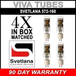 No Plate Cap Factory Matched Quad (4) Svetlana Sed SV-572-160 Vacuum Tubes. Fixed Price $414.17.