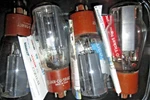 (4) Ge JAN-CC-5R4GY Tested 1954 Army Navy. Hanging Filament. Black Plate Tubes. Fixed Price $109.00.