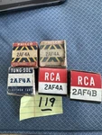 Lot 119 2AF4A 2AF4B Five Radio Tubes Rca Philco Tung-sol. Fixed Price $13.00.