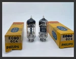 2 Nos Philips Mullard 6C4 EC90 Strong Test Square Getter Box Plates Vacuum Tubes. Fixed Price $58.11.