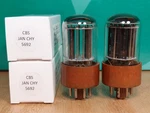 Perfectly Matched Pair Cbs-hytron Jan Chy 5692 Brown Base 1956 Vacuum Tubes #1. Fixed Price $250.00.