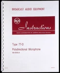 Rca 77-D Ribbon Microphone User Operations Manual MI-4045-A Mike-. Fixed Price $36.50.