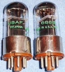 2 Sylvania Usaf 6888 Vacuum Tubes Brown Base 3-MICA Pentodes For Radios & Amps. Fixed Price $20.00.
