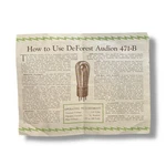Vtg Deforest Audion 471B Radio Vacuum Tube Instruction Manual Jersey City Nj. Fixed Price $53.25.