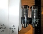 2 Strong Matched Black Plate Getter 6V6GT Tubes - 100 & 98. Fixed Price $34.99.