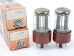 Rca (ge Label) 5691 Red Base Black Plate 1962 Nos Tube Pair (nicely Matched). Fixed Price $195.00.