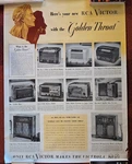 Vintage Rca Victor Golden Throat Radio Poster C. 1946, Models, Rare. Fixed Price $70.00.