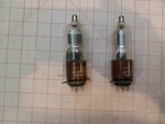1954 Raytheon JAN-CRP-3824W Vacuum Tubes With Sockets. Fixed Price $30.00.