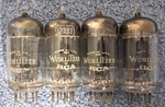 4 Rca (wurlitzer) 12AX7 Tubes - Grey Plates Slant Square Getters Tested Nos. Fixed Price $160.00.