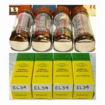 Quad (4) Mullard Amperex Mazda Brown Base EL34 Tubes Dd Getter TV7 Tested Nos. Fixed Price $685.00.
