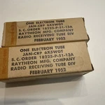 Pair Of 2 Closely Date Matched Raytheon JAN-CRP-6X5WGT Tube Getter TU6. Fixed Price $35.00.
