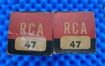 Two Rca Radiotron Type 47 Vacuum Tubes Matched 1950 Date / Micromhos & Tested. Fixed Price $117.00.