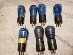 7PC Lot Blue Glass Arcturus Tubes Engraved Base Antique Vtg 24 Radio Dud Display. Fixed Price $28.95.