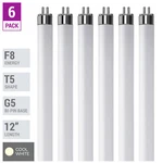 6 Pack F8T5 Cw 41K Tube 12" Inches 8W Watt Mini Bi 2-PIN G5 4100K Cool White. Fixed Price $14.95.