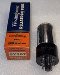Westinghouse 5Y3GT Rectifier Tube Black Plate Bottom D-getter Tested New Box. Fixed Price $18.00.