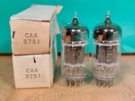 Pair Of Sylvania 5751 Triple Mica Black Plate 1958 Vacuum Tubes #2 - 8% Matched. Fixed Price $400.00.