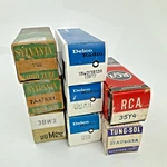 Vintage Vacuum Tube Lot 8 Rca Sylvania Delco 35Y4 7A4 7B5 19AU4GTA 3BW2 Boxed. Fixed Price $49.88.