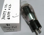 Tung-sol Type 81 Rectifier Tested Good Coil Spring Filament Tensioners. Fixed Price $5.00.