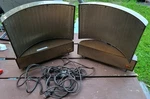 Philco Satellite Speakers 5X14X12" High Curved With Electrostatic Swivel Tops. Fixed Price $234.99.