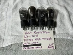 4 Nos Rca UX-112A Globe Vacuum Tubes Matched TV-7 Tested 105% 111% Engraved. Fixed Price $99.00.