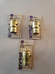 (3) Ge Brushed Gold Lamp Sockets With Push On/off Button, 125V 660 Watts. Fixed Price $29.95.