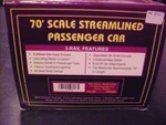 M.t.h. Electric Train 70' Scale Streamlined Pass.car 20-6525 3 Rail Feature. Fixed Price $79.99.